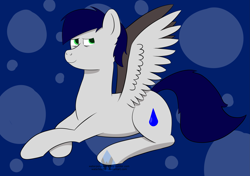 Size: 3171x2232 | Tagged: safe, artist:waterboy597, imported from derpibooru, oc, oc only, oc:waterpony, pegasus, pony, resting, simple background, tired