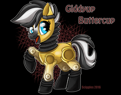 Size: 1000x786 | Tagged: safe, artist:sciggles, imported from derpibooru, pony, robot, robot pony, abstract background, fallout, fallout 3, giddyup buttercup, raised hoof
