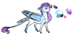 Size: 1280x660 | Tagged: safe, artist:earthsong9405, imported from derpibooru, oc, oc only, pegasus, pony, adoptable, leonine tail, magical lesbian spawn, next generation, offspring, parent:rainbow dash, parent:rarity, parents:raridash, realistic anatomy, realistic horse legs, simple background, solo, tail feathers, white background