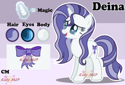 Size: 1024x698 | Tagged: safe, artist:sleppchocolatemlp, imported from derpibooru, oc, oc only, oc:deina, pony, unicorn, female, mare, offspring, parent:fancypants, parent:rarity, parents:raripants, reference sheet, solo