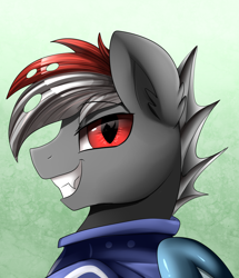 Size: 1722x2003 | Tagged: safe, artist:pridark, imported from derpibooru, oc, oc only, changeling, changeling oc, commission, grin, looking at you, male, red changeling, smiling, solo