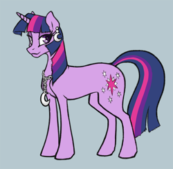 Size: 1300x1270 | Tagged: safe, artist:jykinturah, imported from derpibooru, twilight sparkle, pony, unicorn, ear piercing, earring, implied lesbian, implied shipping, implied twiluna, jewelry, piercing, solo