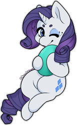 Size: 573x933 | Tagged: safe, artist:chey3tta, imported from derpibooru, rarity, pony, unicorn, egg, eyelashes, female, hoof hold, looking at you, one eye closed, simple background, smiling, solo, transparent background, wink