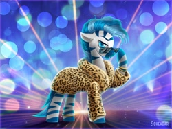 Size: 1200x900 | Tagged: safe, artist:scheadar, imported from derpibooru, oc, oc only, oc:sebrastian, pony, zebra, bedroom eyes, bracelet, fur coat, glasses, jewelry, male, solo, stallion, zebra oc