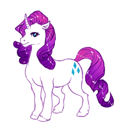 Size: 866x893 | Tagged: safe, artist:starknite, imported from derpibooru, rarity, pony, unicorn, curved horn, female, looking at you, mare, simple background, solo, unshorn fetlocks, white background