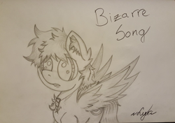 Size: 1060x746 | Tagged: safe, artist:luriel maelstrom, imported from derpibooru, oc, oc only, oc:bizarre song, pegasus, pony, cute, jewelry, male, messy mane, necklace, solo, traditional art