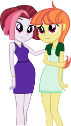 Size: 2771x4910 | Tagged: safe, artist:ironm17, imported from derpibooru, cayenne, citrus blush, equestria girls, bracelet, clothes, dress, duo, equestria girls-ified, jewelry, necklace, short-sleeved jacket, simple background, sleeveless, sleeveless dress, smiling, summer dress, transparent background, vector