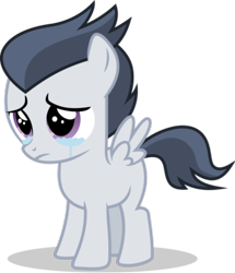 Size: 403x469 | Tagged: safe, artist:frownfactory, artist:jawsandgumballfan24, edit, imported from derpibooru, rumble, pony, colt, crying, male, offscreen character, sad, simple background, teary eyes, transparent background, vector, woobie