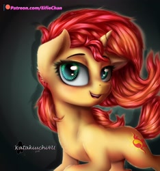 Size: 3000x3200 | Tagged: safe, artist:katakiuchi4u, imported from derpibooru, sunset shimmer, pony, unicorn, female, looking at you, mare, patreon, patreon logo, smiling, solo