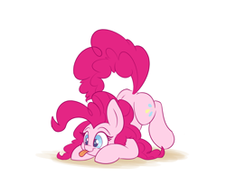 Size: 1100x900 | Tagged: safe, artist:heir-of-rick, imported from derpibooru, pinkie pie, earth pony, pony, :p, colored pupils, cute, diapinkes, face down ass up, female, mare, ponk, raised tail, silly, simple background, smiling, solo, tail, tongue out, white background