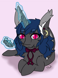 Size: 2408x3240 | Tagged: safe, artist:cottonbreeze, imported from derpibooru, oc, oc only, bat pony, pony, unicorn, gem, solo