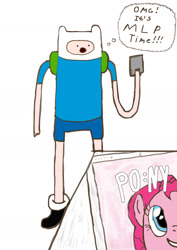 Size: 1240x1748 | Tagged: safe, artist:derpibooru_ne_ban_russkih_pj, imported from derpibooru, pinkie pie, adventure time, brony, crossover, finn the human