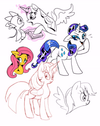 Size: 4469x5648 | Tagged: safe, artist:shira-hedgie, imported from derpibooru, fluttershy, rainbow dash, rarity, spike, twilight sparkle, alicorn, pony, absurd resolution, sketch, sketch dump, twilight sparkle (alicorn)