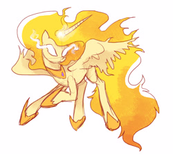 Size: 3316x2982 | Tagged: safe, artist:shira-hedgie, imported from derpibooru, princess celestia, alicorn, pony, rapidash, spoiler:comic20, female, glowing eyes, mane of fire, mare, prime celestia, sketch, solo, sombra eyes