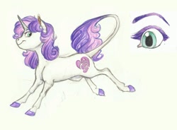 Size: 1024x755 | Tagged: safe, artist:earthsong9405, imported from derpibooru, sweetie belle, classical unicorn, pony, unicorn, colored hooves, female, headcanon, leonine tail, mare, older, older sweetie belle, simple background, solo, sweetie belle's cutie mark, teenage sweetie belle, teenager, white background