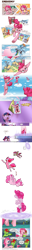 Size: 1230x9684 | Tagged: safe, artist:gizmo01, artist:korencz11, artist:royalfeline, artist:saturdaymorningproj, imported from derpibooru, big macintosh, maud pie, minuette, pinkie pie, rainbow dash, trixie, twilight sparkle, oc, oc:berzie, alicorn, changedling, changeling, pony, robot, robot pony, armpits, art shift, comic, floppy ears, hard hat, hug, pinkie bot, pinkie sense, simple background, style change, transparent background, twilight sparkle (alicorn), white background