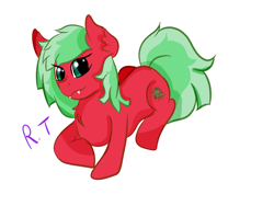 Size: 800x600 | Tagged: safe, artist:rainbowtashie, imported from derpibooru, oc, oc only, oc:nettle kisses, earth pony, pony, sitting, solo