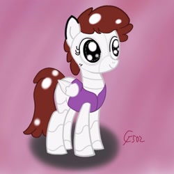 Size: 1024x1024 | Tagged: safe, artist:cityflyer502, imported from derpibooru, oc, oc only, oc:graph travel, pegasus, pony, robot, robot pony, clothes, female, mare, missing cutie mark, prosthetic wing, smiling, solo, vest