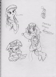 Size: 2552x3508 | Tagged: safe, artist:dilarus, deleted from derpibooru, imported from derpibooru, maud pie, smarty pants, twilight sparkle, alicorn, earth pony, pony, blushing, cute, dialogue, duo, female, grayscale, heart, lying, mare, monochrome, on back, pillow, raised hoof, traditional art, twilight sparkle (alicorn)