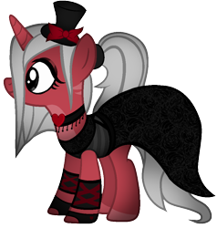 Size: 884x928 | Tagged: safe, artist:thecreativeenigma, imported from derpibooru, oc, oc only, pony, unicorn, clothes, dress, female, goth, hat, mare, simple background, solo, top hat, transparent background