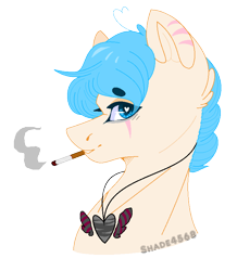 Size: 745x855 | Tagged: safe, artist:shade4568, imported from derpibooru, oc, oc only, oc:oliver, pony, bust, cigarette, heart eyes, male, portrait, simple background, solo, stallion, transparent background, wingding eyes