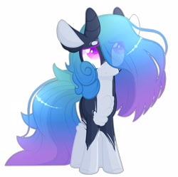 Size: 2173x2160 | Tagged: safe, artist:aliceub, imported from derpibooru, oc, oc only, pony, female, looking up, mare, multiple horns, simple background, solo, white background