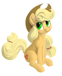 Size: 2471x3000 | Tagged: safe, artist:dimfann, imported from derpibooru, applejack, earth pony, pony, cowboy hat, cute, female, freckles, hat, jackabetes, looking away, looking sideways, looking up, mare, simple background, sitting, smiling, solo, stetson, transparent background