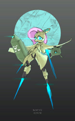 Size: 1600x2560 | Tagged: safe, artist:satv12, imported from derpibooru, fluttershy, android, pony, robot, robot pony, female, flutterbot, gynoid, rocket, solo, species swap, weapon