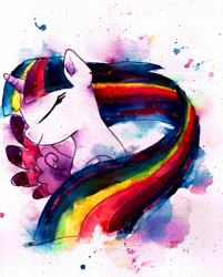 Size: 2409x2993 | Tagged: safe, artist:mashiromiku, artist:shiinadrawmiku, imported from derpibooru, twilight sparkle, alicorn, pony, female, rainbow power, solo, traditional art, twilight sparkle (alicorn), watercolor painting