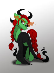 Size: 800x1079 | Tagged: safe, artist:celestial-rainstorm, imported from derpibooru, oc, oc only, oc:akuma, pony, clothes, dress, female, mare, ponified, samurai jack, solo