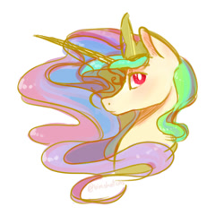 Size: 781x782 | Tagged: safe, artist:ximsketchs, imported from derpibooru, princess celestia, alicorn, pony, bust, ear fluff, female, mare, simple background, solo, white background