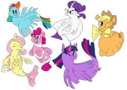 Size: 2400x1700 | Tagged: safe, artist:solgaleolesbian, imported from derpibooru, applejack, fluttershy, pinkie pie, rainbow dash, rarity, twilight sparkle, seapony (g4), my little pony: the movie, mane six, seaponified, seapony applejack, seapony fluttershy, seapony pinkie pie, seapony rainbow dash, seapony rarity, seapony twilight, species swap