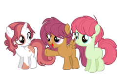 Size: 1667x1067 | Tagged: safe, artist:pandemiamichi, artist:s1nb0y, imported from derpibooru, oc, oc only, oc:dance core, oc:lola, oc:pacific rose, earth pony, pegasus, pony, unicorn, coat markings, female, filly, offspring, parent:apple bloom, parent:chipcutter, parent:pipsqueak, parent:scootaloo, parent:sweetie belle, parent:tender taps, parents:chipbloom, parents:sweetiesqueak, parents:tenderloo, piebald coat, piebald colouring, pinto, simple background, transparent background