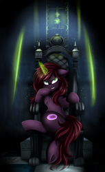 Size: 2291x3733 | Tagged: safe, artist:pridark, imported from derpibooru, oc, oc only, pony, unicorn, commission, crossed legs, sitting, solo, throne