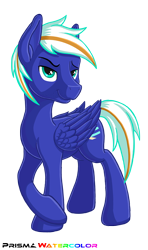 Size: 1000x1687 | Tagged: safe, artist:prismawatercolor, imported from derpibooru, oc, oc only, oc:electric blue, pegasus, pony, crossed arms, male, simple background, smiling, smirk, smug, solo, stallion, stubble, transparent background, wings