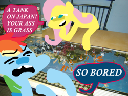Size: 540x405 | Tagged: safe, artist:devi, imported from derpibooru, fluttershy, rainbow dash, axis & allies, board game, irl, photo, ponies in real life