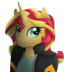 Size: 722x818 | Tagged: safe, artist:theshadowstone, imported from derpibooru, sunset shimmer, anthro, unicorn, colored sketch, female, solo, wip