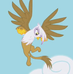 Size: 390x396 | Tagged: safe, imported from derpibooru, screencap, gilda, griffon, griffon the brush off, cloud, cropped, female, fist, flying, majestic, pose, solo, spread wings, wings