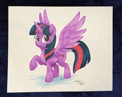 Size: 800x632 | Tagged: safe, artist:autogatos, imported from derpibooru, twilight sparkle, alicorn, pony, female, looking at you, mare, raised hoof, solo, spread wings, twilight sparkle (alicorn), wings