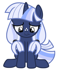 Size: 4303x5005 | Tagged: safe, artist:estories, imported from derpibooru, oc, oc only, oc:silverlay, original species, pony, unicorn, absurd resolution, female, mare, sad, simple background, sitting, solo, transparent background, umbra pony, vector, wavy mouth