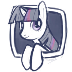 Size: 500x500 | Tagged: safe, artist:clorin spats, imported from derpibooru, twilight sparkle, pony, female, looking at you, mare, simple background, sketch, solo, white background