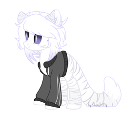 Size: 4864x4474 | Tagged: safe, artist:cloud-fly, imported from derpibooru, oc, oc only, hybrid, pony, absurd resolution, clothes, female, hoodie, simple background, solo, tiger pony, transparent background