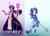 Size: 1600x1167 | Tagged: safe, artist:earthsong9405, artist:php130, artist:turnipberry, imported from derpibooru, rarity, twilight sparkle, anthro, classical unicorn, unguligrade anthro, unicorn, goddess au, alternate universe, arm band, blue background, cloven hooves, collaboration, curved horn, demigod, duo, female, gradient background, horn ring, leonine tail, link in description, long description, mare, priestess, purple background, robes, simple background, staff, swirly markings, tail ring, unshorn fetlocks
