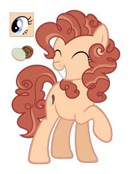 Size: 1500x2000 | Tagged: safe, artist:darlyjay, imported from derpibooru, oc, oc only, oc:lucky cookie, earth pony, pony, cute, cutie mark, eyes closed, female, mare, offspring, parent:cheese sandwich, parent:pinkie pie, parents:cheesepie, raised hoof, simple background, smiling, solo, transparent background