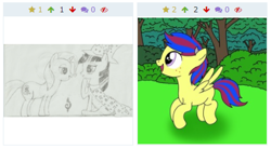 Size: 439x243 | Tagged: safe, imported from derpibooru, trixie, twilight sparkle, oc, derpibooru, female, juxtaposition, lesbian, meta, reaction, shipping, twixie