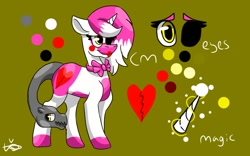 Size: 1280x800 | Tagged: safe, artist:lordofthefeathers, imported from derpibooru, pony, crossover, five nights at freddy's, mangle, ponified, reference sheet