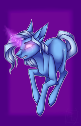 Size: 616x954 | Tagged: safe, artist:wwalexcornerww, imported from derpibooru, trixie, pony, unicorn, crying, cutie mark, female, glowing eyes, horn, magic, simple background, solo