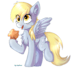 Size: 1853x1653 | Tagged: safe, artist:kaliner123, imported from derpibooru, derpy hooves, pegasus, pony, chest fluff, female, food, hoof hold, mare, muffin, simple background, solo, transparent background