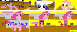 Size: 8000x3346 | Tagged: safe, artist:closingrain, artist:mellowbomb, imported from derpibooru, fluttershy, pinkie pie, rarity, twilight sparkle, oc, oc:closingrain, comic:calamity fateful, 1000 hours in ms paint, comic, dialogue