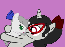 Size: 1124x812 | Tagged: safe, artist:obeliskgirljohanny, imported from derpibooru, oc, oc only, oc:ivory steele, oc:seraphim cyanne, unicorn, base used, female, filly, foal, glasses, hug, ribbon